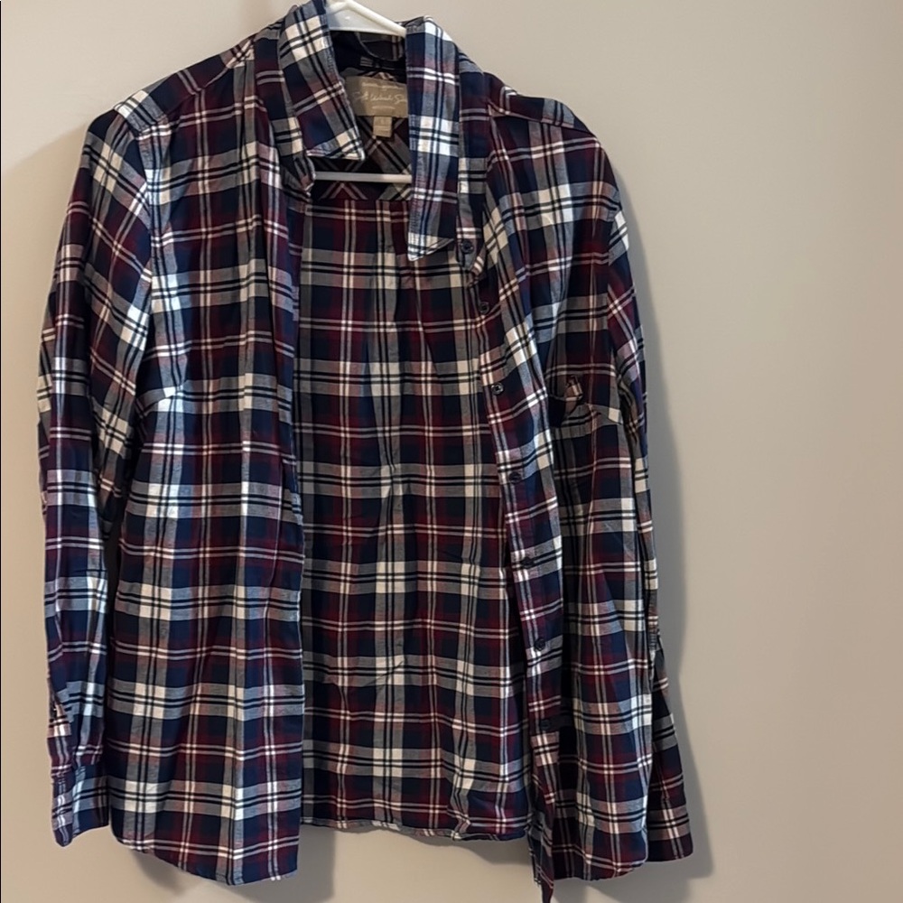 Banana Republic Plaid Button Down Shirt - Blue, Red, White